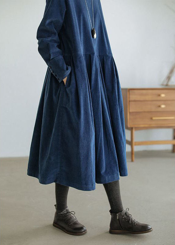 Women's long sleeve maxi dress with a round neckline and gathered full skirt