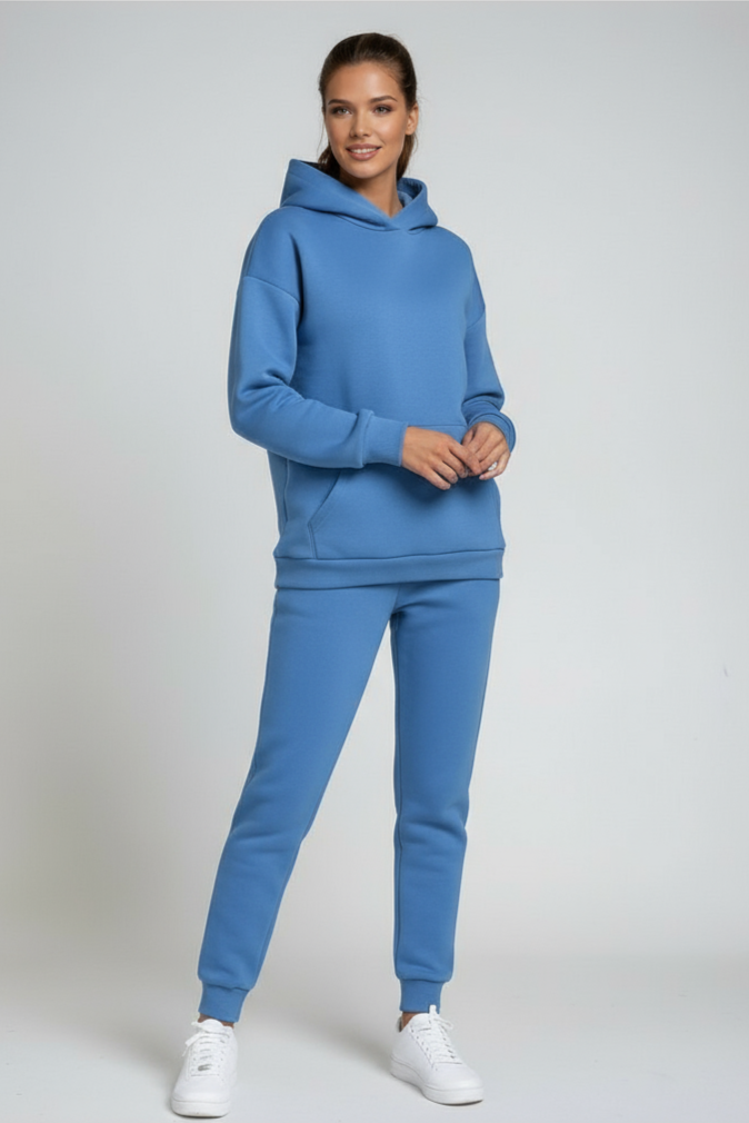 Women's hooded sweatshirt and matching cuffed joggers set