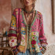 Women's multicolor floral patchwork cardigan