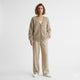 Women's fuzzy V-neck button cardigan with long sleeves and front pockets