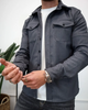 Men's long-sleeve shirt jacket with pointed collar, button front and flap chest pockets