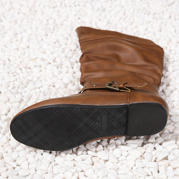 Women's Knee-High Boots with Side Zipper in Black - View 4 | Bellmere