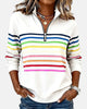 Women's multicolour striped half-zip sweater with mock neck