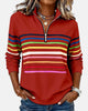 Women's multicolour striped half-zip sweater with mock neck