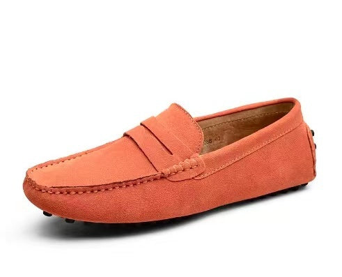 Men's moc toe loafers with penny strap detail and flat sole