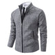 Men's textured zip cardigan with long sleeves, ribbed trims and hood