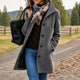 Women's textured mid-length coat with wide collar and buttons