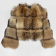 Women's brown cropped jacket with a large textured fur-look hood and long sleeves