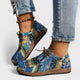 Printed Canvas Lace-Up Sneakers for Women, Flatform Sole