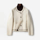 Women's cropped button front coat with contrast trim and patch pockets