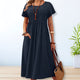 Relaxed Fit Cotton Day Dress Dresses in Blue - View 3 | Bellmere