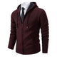 Men's textured zip cardigan with long sleeves, ribbed trims and hood