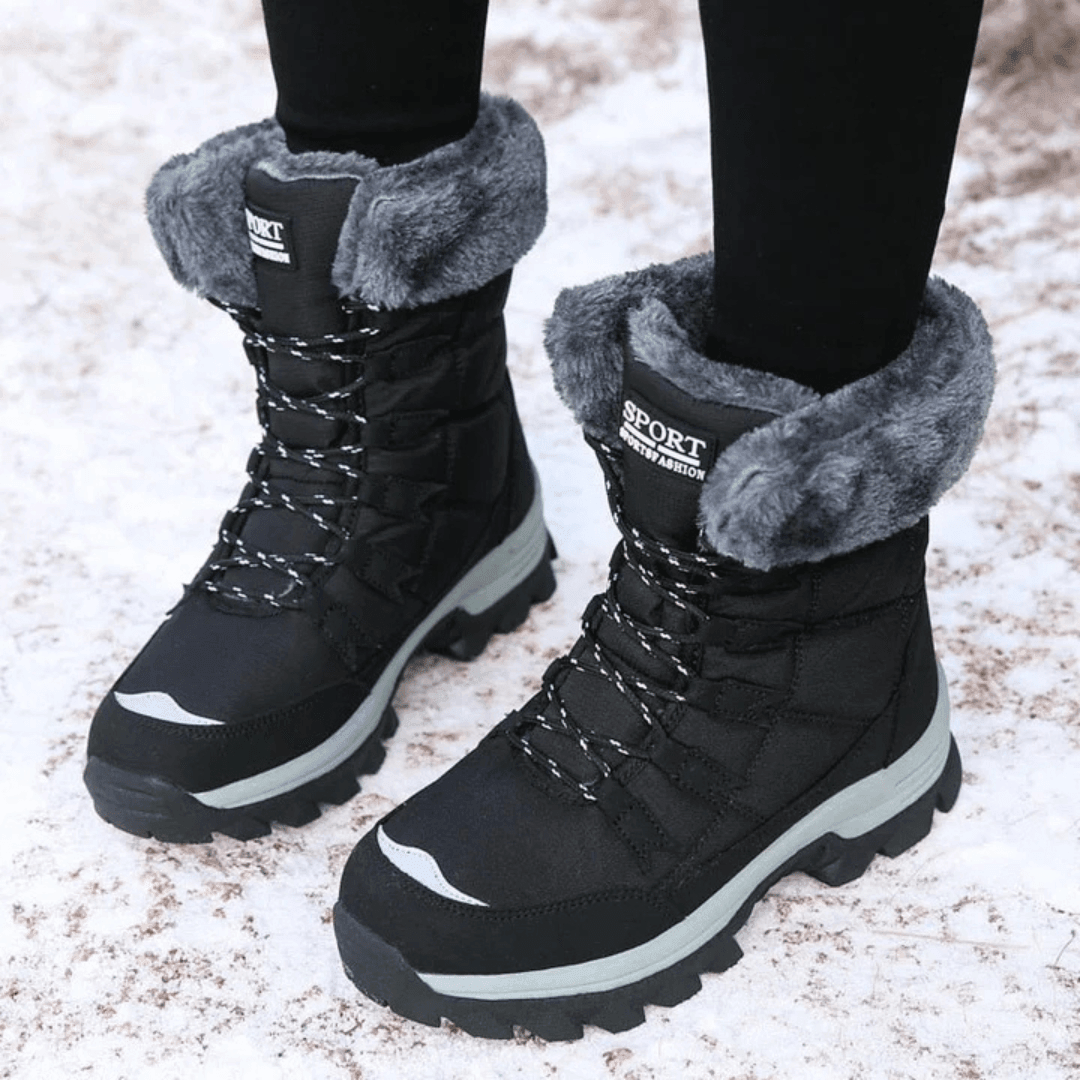 Warm Water-resistant Winter Boots in Beige - View 2 | Bellmere