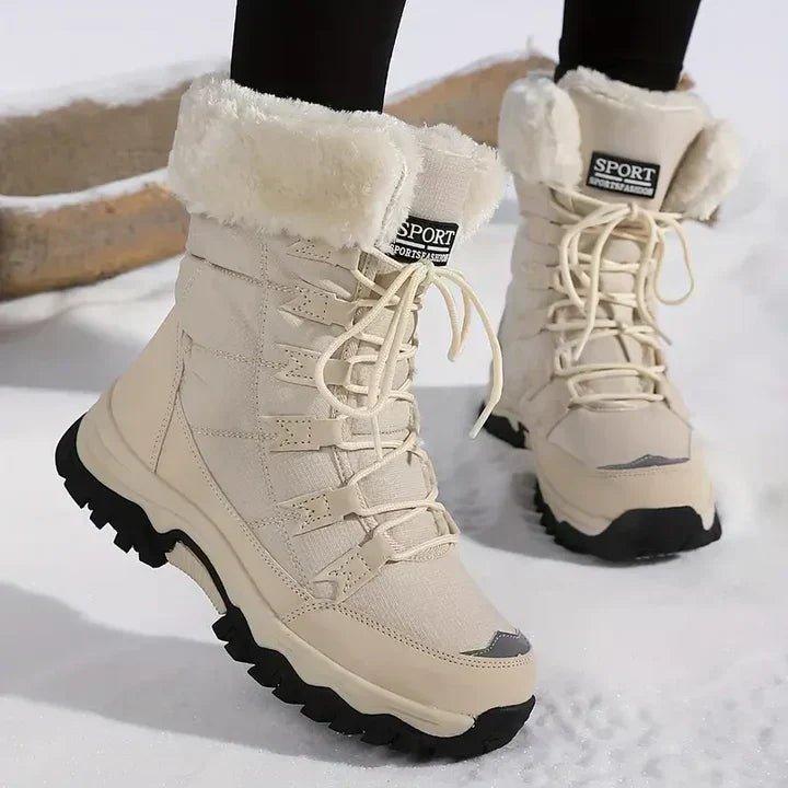 Warm Water-resistant Winter Boots in Beige | Bellmere