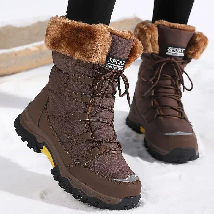 Warm Water-resistant Winter Boots in Beige - View 3 | Bellmere