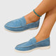 Women's casual moc toe loafers with vamp strap and low flat sole