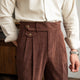Corduroy pleated wide-leg trousers