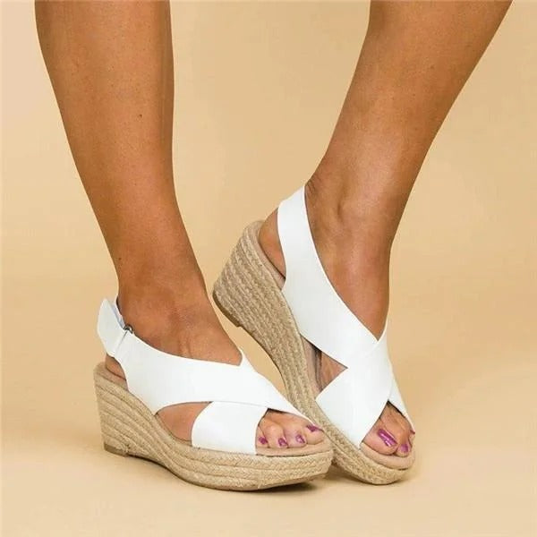 Karlie | Women's Cross Strap Espadrille Wedge Sandals Open Toe