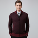 Long sleeve zip cardigan with diamond pattern and stand collar