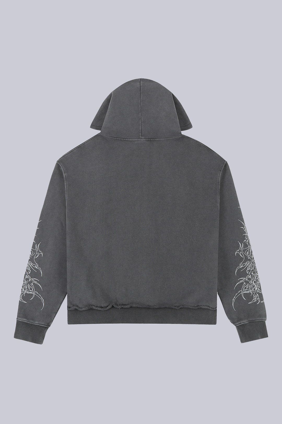 Unisex black graphic zip-up hoodie with cathedral print