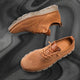 Men's low-top knit lace-up sneakers with round toes and segmented soles