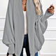 Women's draped open-front cardigan with shawl collar and ribbed cuffs
