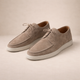 Men's lace-up loafers with closed moc toes and low-profile soles