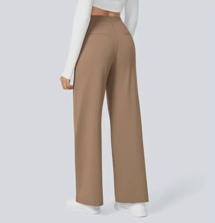 Women's high-waisted wide-leg trousers with side pockets
