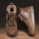 Men's high-top lace-up ankle boots with fur-look lining and side zippers