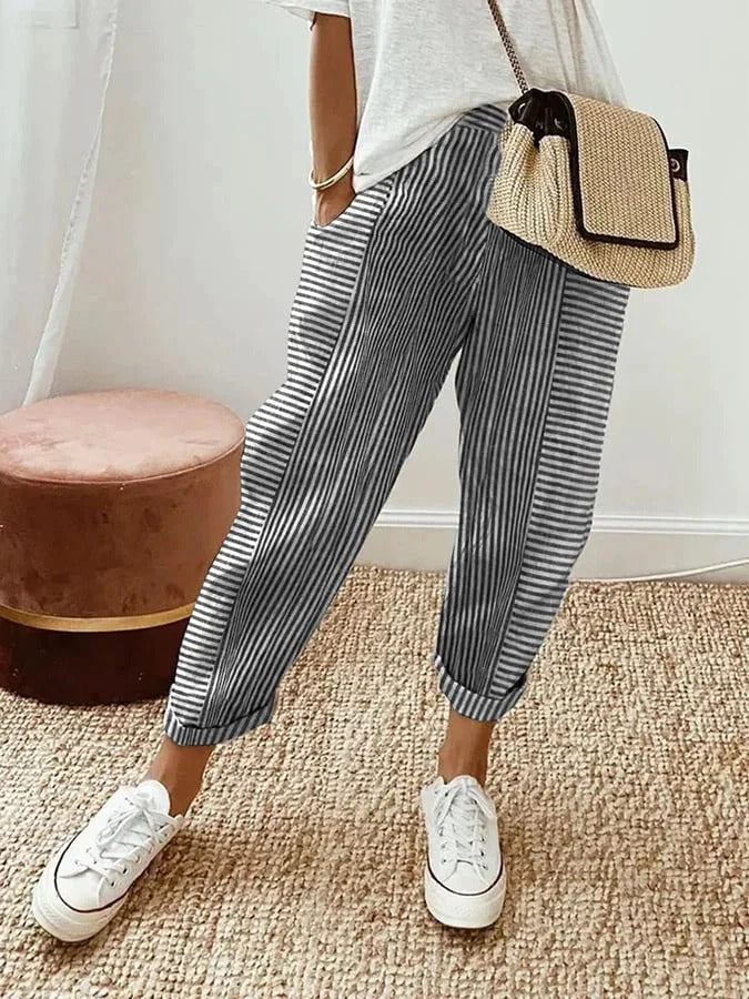 Women's Striped Pants in Blue (Almost Sold Out) - View 5 | Bellmere