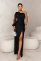 Women's One-Shoulder Maxi Dress in Green - View 2 | Bellmere
