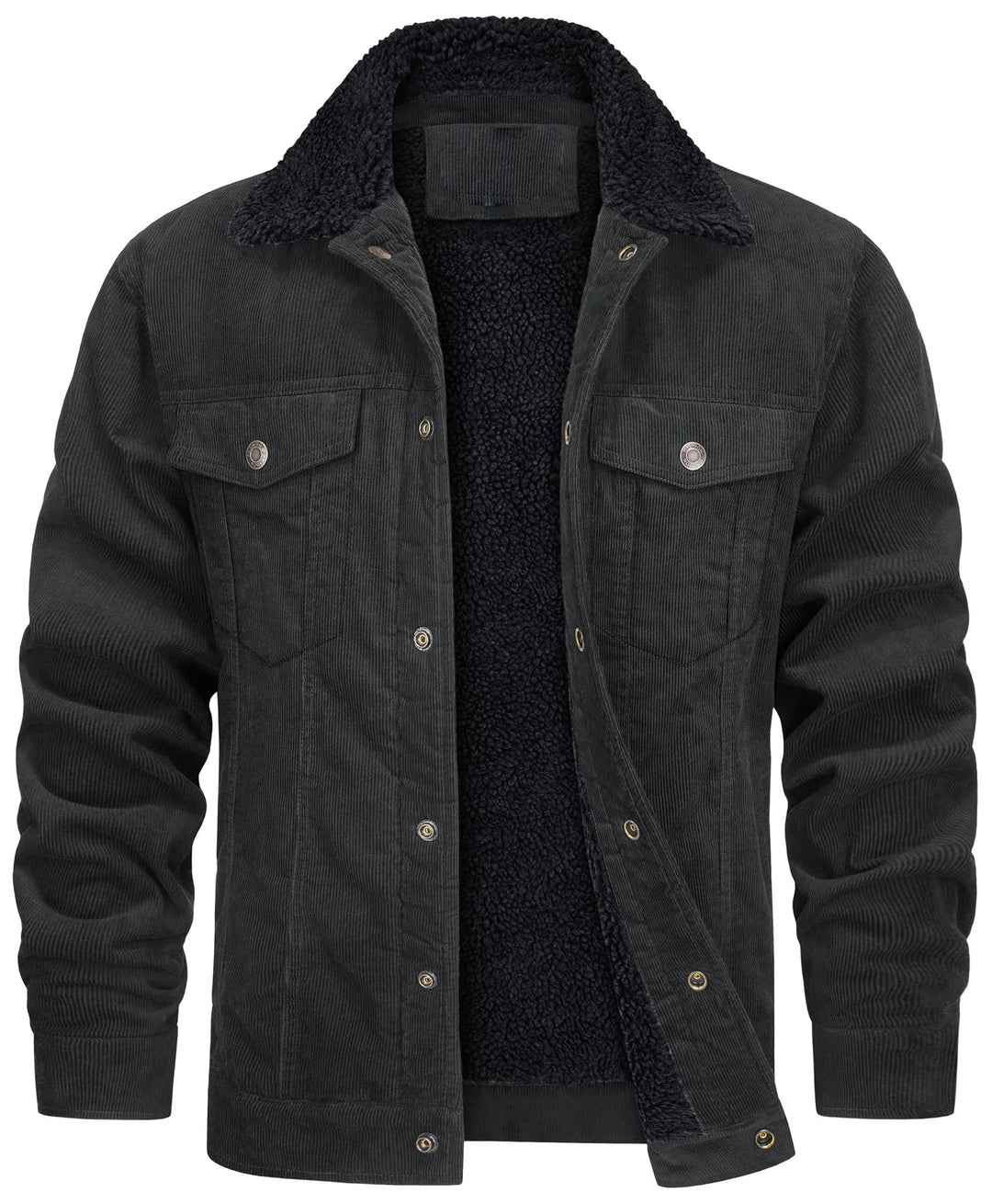 Corduroy jacket with sherpa collar and lining