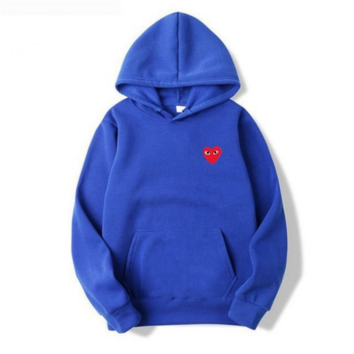 Women's pullover hoodie with hood, long sleeves, kangaroo pocket and small heart graphic