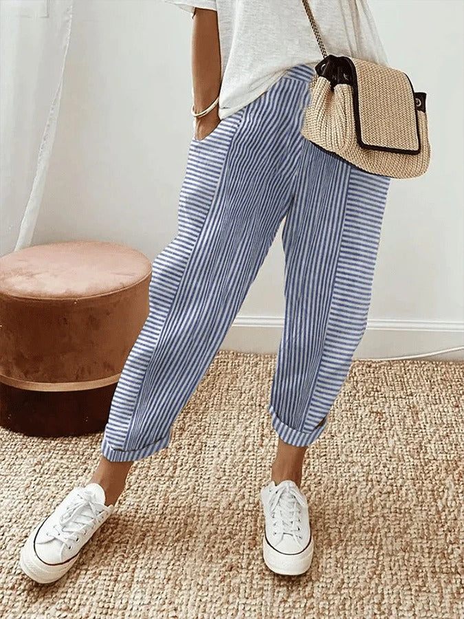 Women's Striped Pants in Blue (Almost Sold Out) | Bellmere