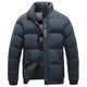 Men's padded quilted jacket with stand collar, long sleeves and zipped pockets