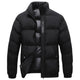 Men's padded quilted jacket with stand collar, long sleeves and zipped pockets