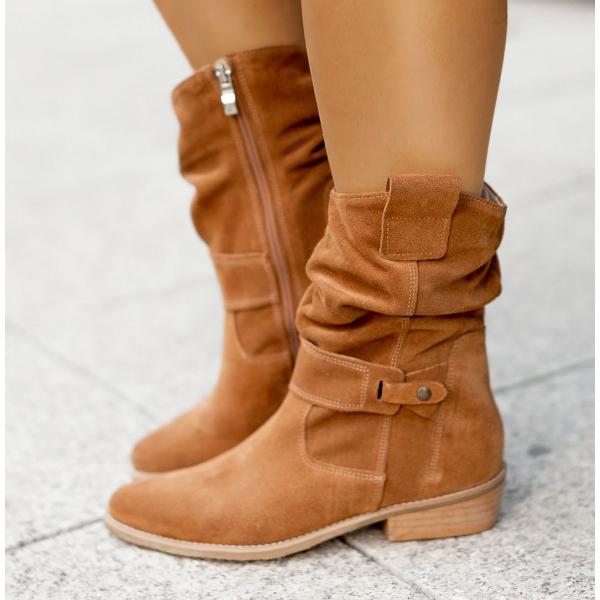 Ankle Boots with Zipper and Comfort Sole Shoes in Texan Brown | Bellmere