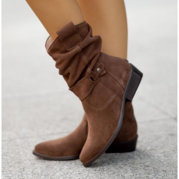 Ankle Boots with Zipper and Comfort Sole Shoes in Texan Brown - View 3 | Bellmere