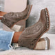 Women's Western Mid-Calf Boots in Dune Pink - View 3 | Bellmere