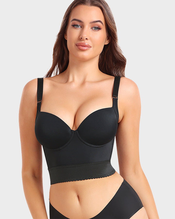 Women's Longline Push-Up Shapewear Bra in Black | Bellmere
