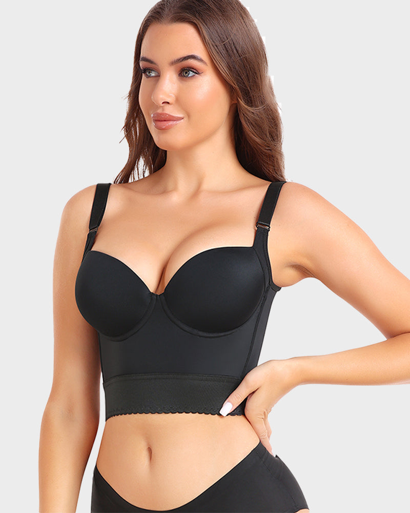 Women's Longline Push-Up Shapewear Bra in Black - View 4 | Bellmere