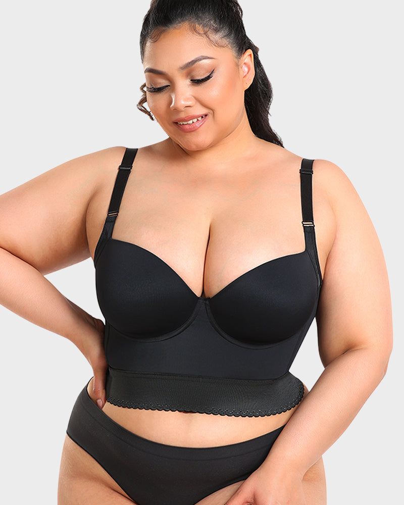 Women's Longline Push-Up Shapewear Bra in Black - View 7 | Bellmere