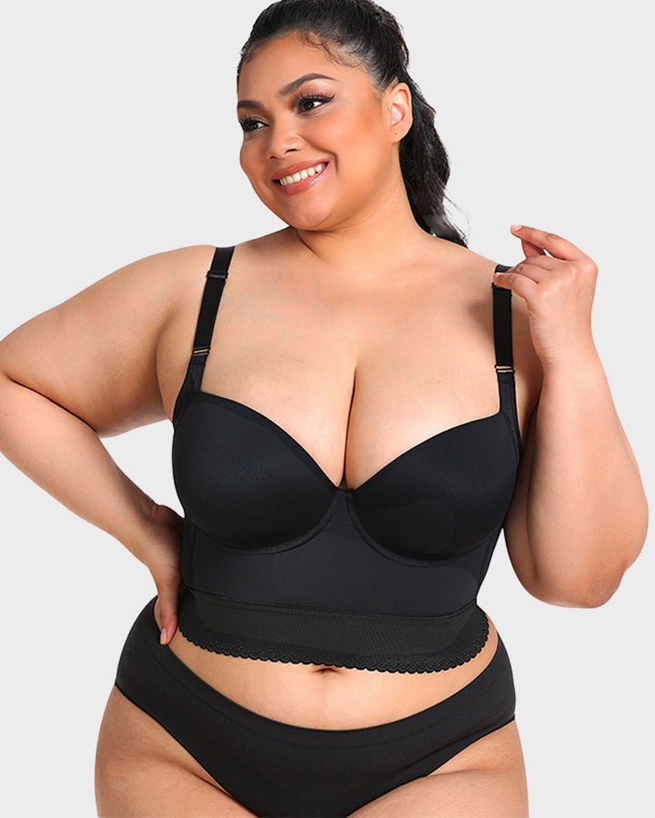 Women's Longline Push-Up Shapewear Bra in Black - View 5 | Bellmere