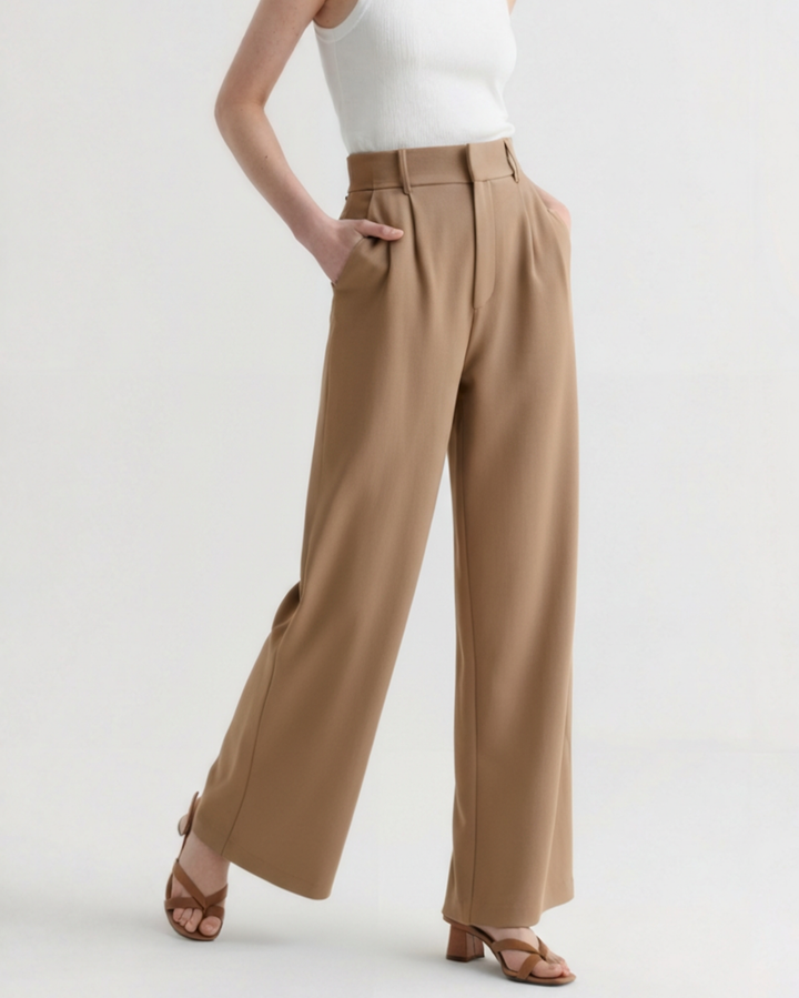 Women's wide-leg tailored trousers with belt loops