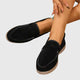 Women's casual moc toe loafers with vamp strap and low flat sole