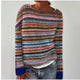 Women's Nordic Pattern Relaxed Fit Sweater in Grey/Rainbow - View 2 | Bellmere