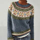 Women's Nordic Pattern Relaxed Fit Sweater in Grey/Rainbow - View 5 | Bellmere