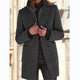 Women's mid-length button front coat with stand collar and patch pockets