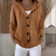 Women's hooded knit cardigan with long sleeves and button front