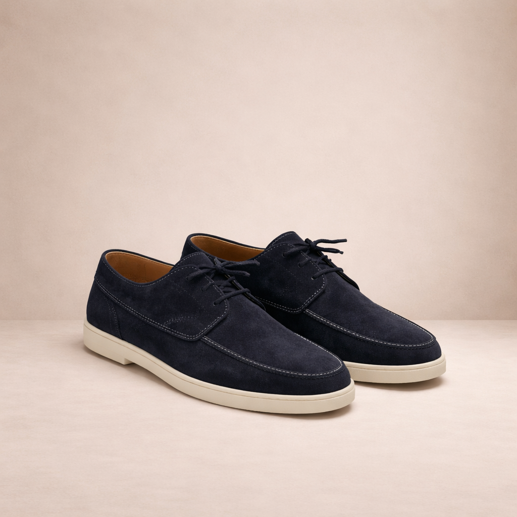 Men's lace-up loafers with closed moc toes and low-profile soles